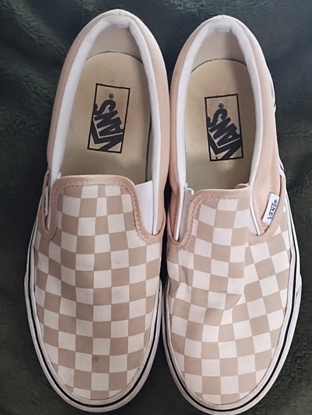VANS Slip On Checkerboard Cream And White Shoes Unisex Mens 6.5 Women's 8